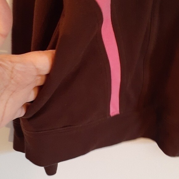 talbots top brown pink soft knit jacket zip up  l athleisure zipper front large - Picture 5 of 5